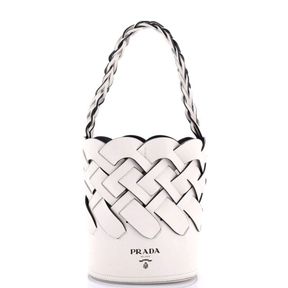 Prada White Woven Leather Bag
